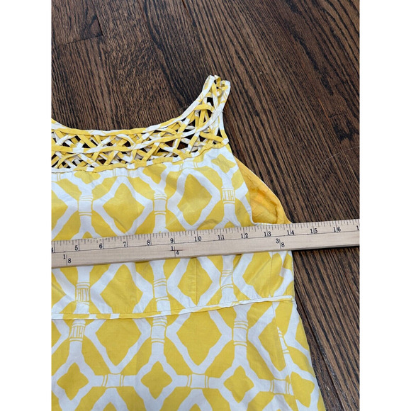 Lilly Pulitzer Women's Jacqueline Silk Shift Dress in Yellow Bamboo Print Size 0 - Picture 8 of 9
